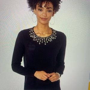 Lilly Pulitzer Odetta crystal neck sweater